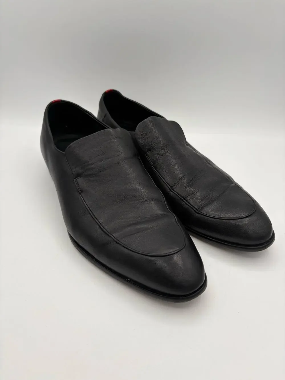 Hugo Boss Black Leather Slip On Loafer Dress Shoes Size 9
